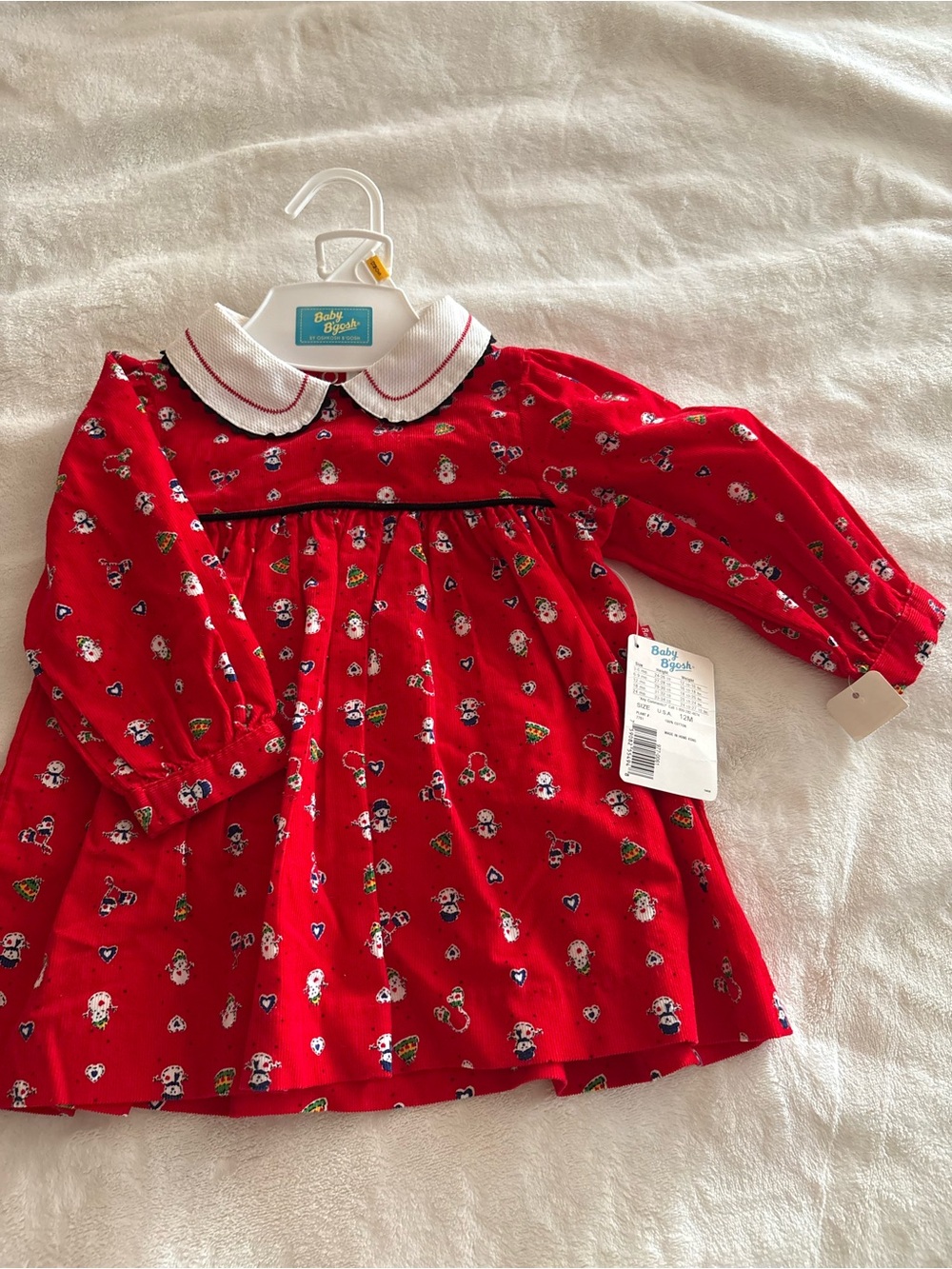 Vintage Christmas Baby B'gosh Red Holiday Print Toddler Dress